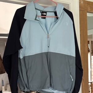 The North Face Sky Blue and Charcoal Quarter-Zip Pullover